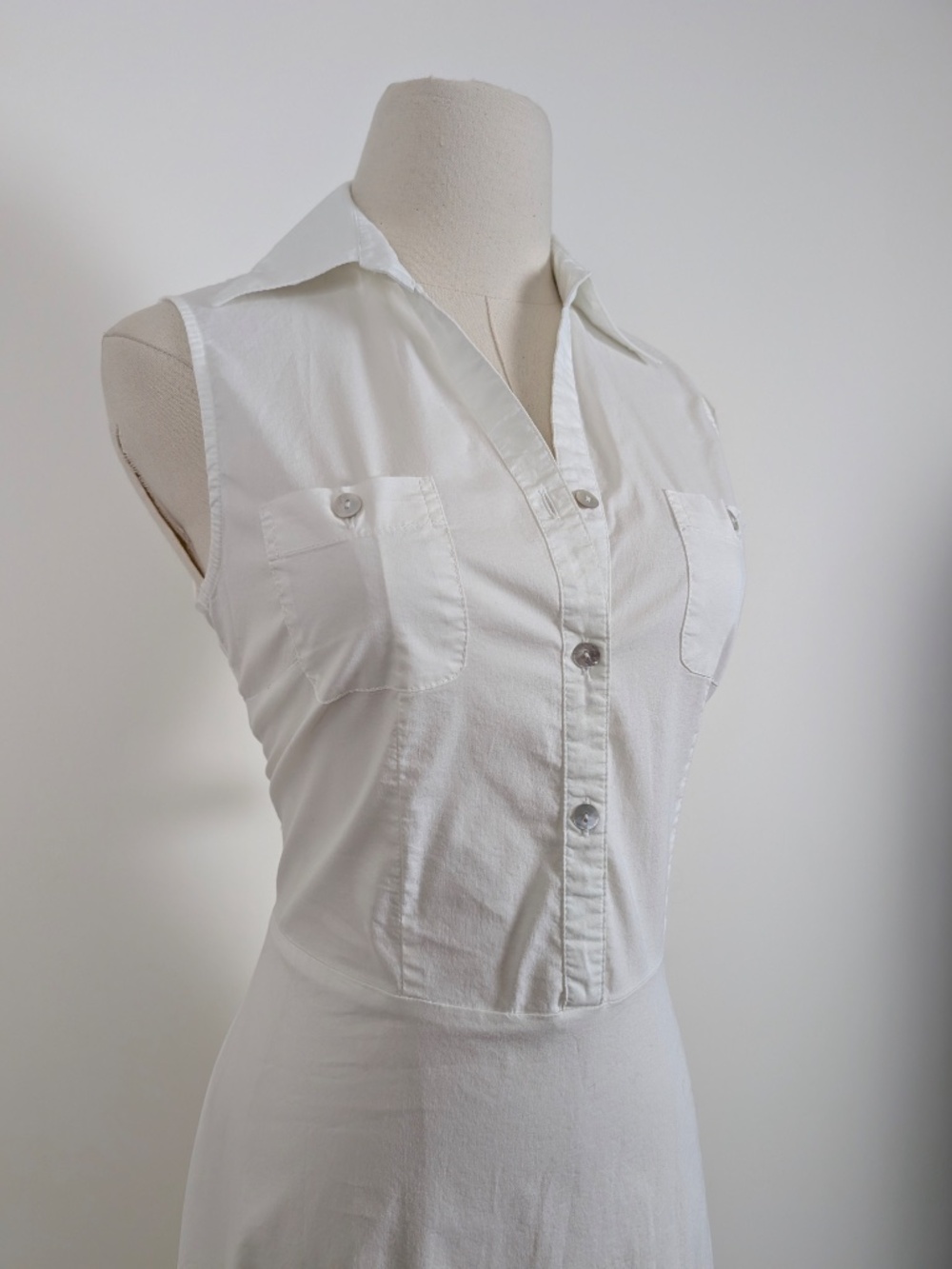 Cherokee White Khaki Midi Dress Size Medium Semi Formal Summer - Picture 5 of 14